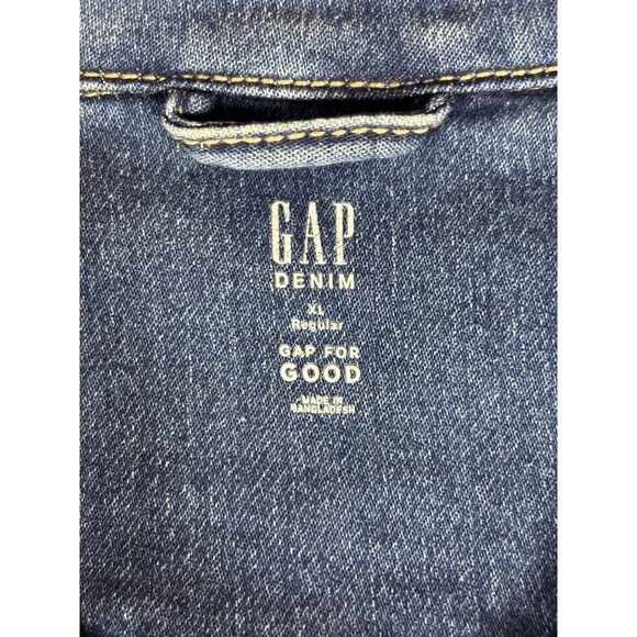 Gap for Good Denim Jacket Blue XL Regular Cropped Trucker Classic Stretch - Picture 2 of 11